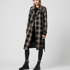 All Saints Plaid Trench Coat XS